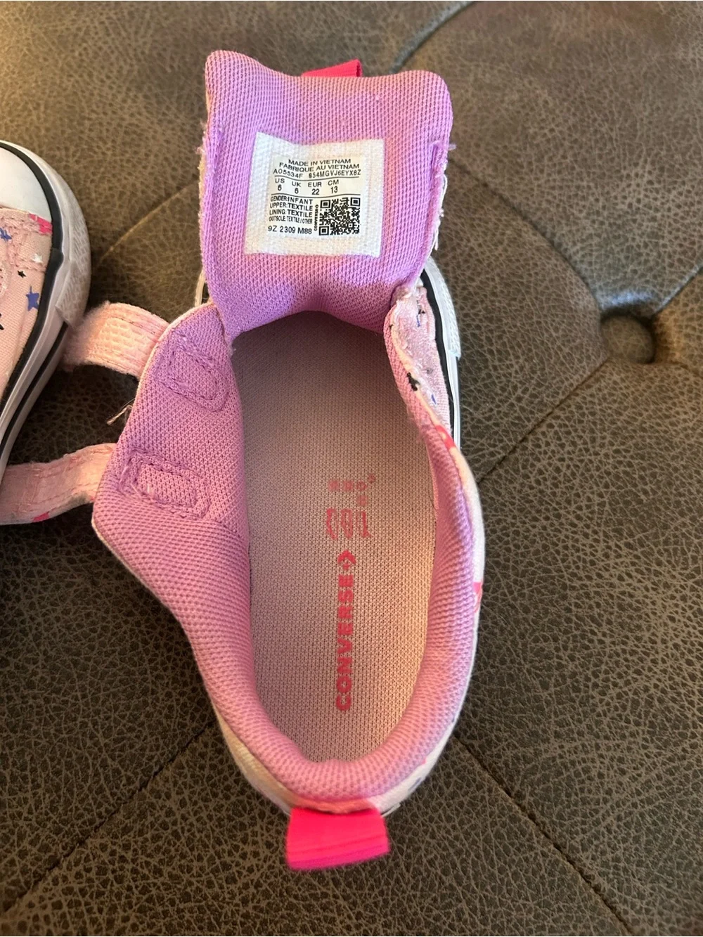 Converse Kids Pink Star Velcro Sneakers